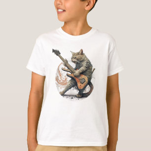 T-shirt Chat Jouer Guitare Rock Chat Lourd Métal Chat Mus
