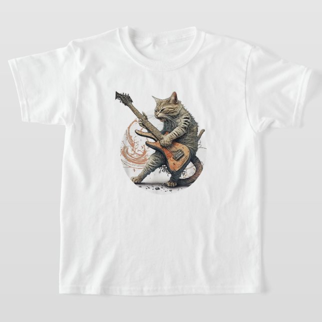 T-shirt Chat Jouer Guitare Rock Chat Lourd Métal Chat Mus (Poser)