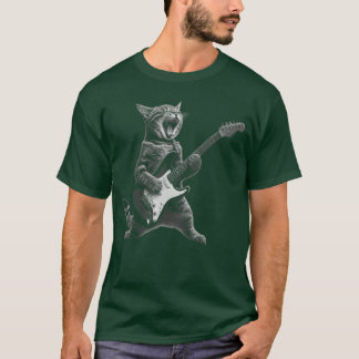 T-shirt Chat Jouer Guitare Rock et Roll pour les femmes ho