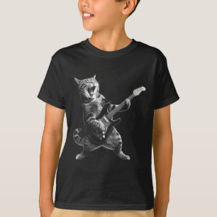 T-shirt Chat Jouer Guitare Rock Et Roll Rock Star Pour Hom