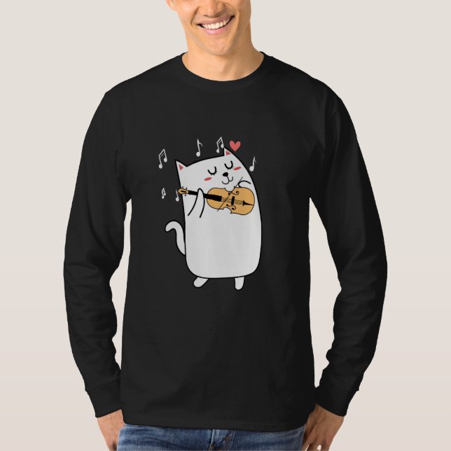 T-shirt Chat Jouer Idée De Violon Pour L Animal Ou Violoni (Devant)