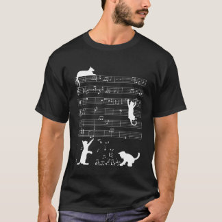 T-shirt Chat Jouer Musique Note Musicienne Cat Femmes
