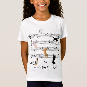 T-Shirt Chat Jouer Note Musique, Naughty Cadeau Chat, Chat