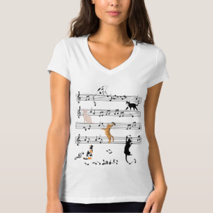 T-shirt Chat Jouer Note Musique, Naughty Cadeau Chat, Chat