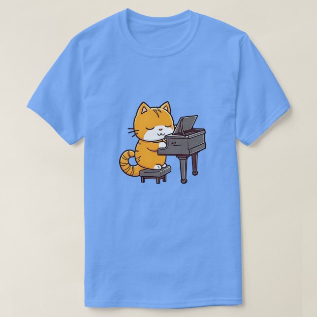 T-shirt Chat Jouer Piano (Design devant)