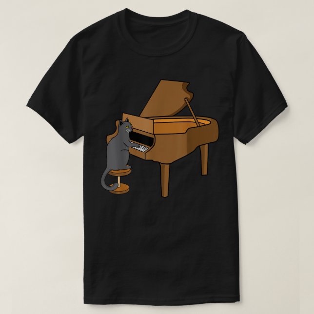 T-shirt Chat Jouer Piano Musique Lecteur Musicien enseigna (Design devant)