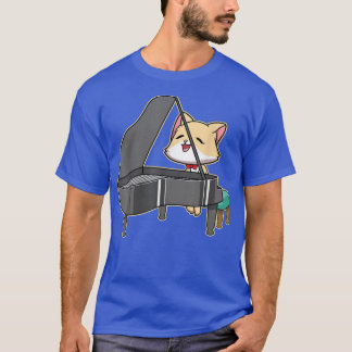 T-shirt Chat Jouer Piano Musique Lover Kitty Cute Animaux 