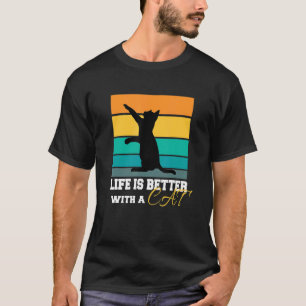 T-shirt Chat Jouer Retro Sunset La Vie Est Mieux Avec Un C