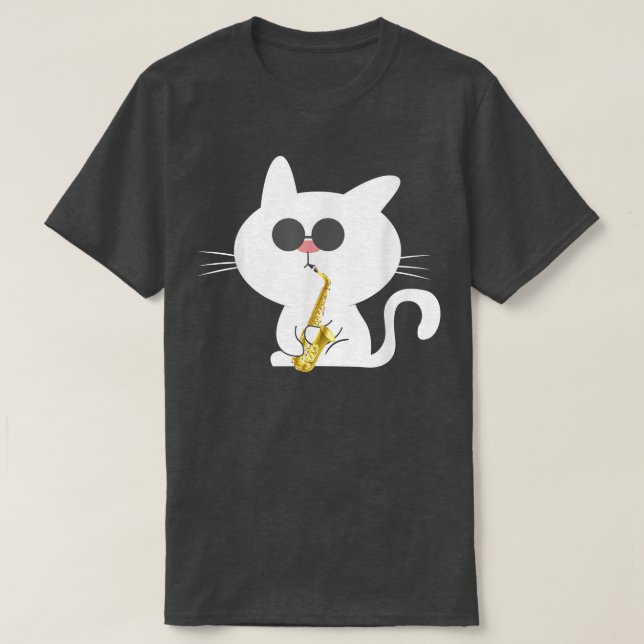 T-shirt Chat Jouer Saxophone Lover (Design devant)