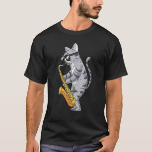 T-shirt Chat Jouer Saxophone Saxiness Saxophoniste Jazz Sa
