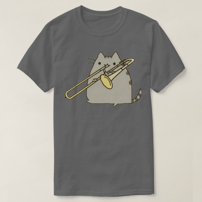 T-shirt Chat Jouer Trombone Saxophone  (Design devant)