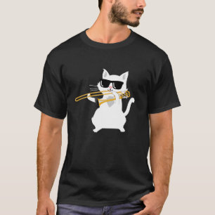 T-shirt Chat Jouer Trombone T Chemise
