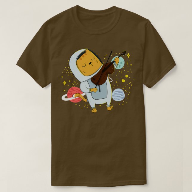 T-shirt Chat Jouer Violon Dans L'Espace Chats Dans L'Espac (Design devant)