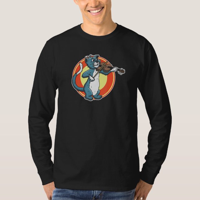 T-shirt Chat Jouer Violon Fiddle Alley Chat Musique Violin (Devant)