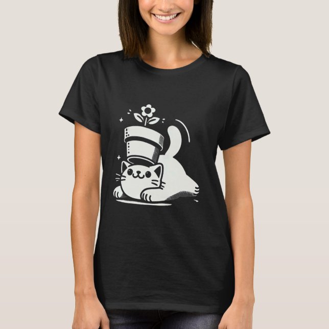 T-shirt Chat joueur avec un pot sur la tête Funny Hallowee (Devant)