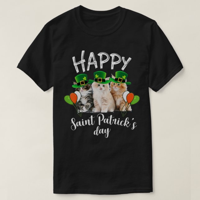 T-shirt Chat Jour de la Saint Patrick Kitty Kitten Lunette (Design devant)