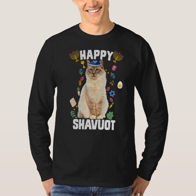 T-shirt Chat juif Kippah Happy Shavuot Matzah Shavuot Hol (Devant)