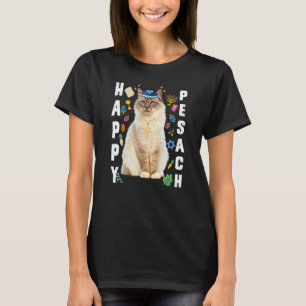 T-shirt Chat juif Kippah Joyeux Pesach Matzah Pâque Heureu