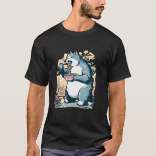 T-shirt Chat Kaiju amateur de ramen Soleil couchant japona
