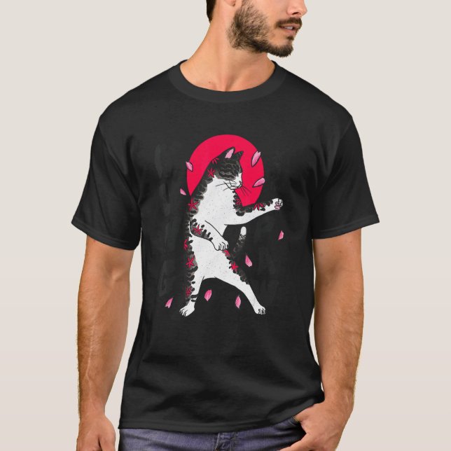 T-shirt Chat Karaté Parodie Red Sun Samouraï (Devant)