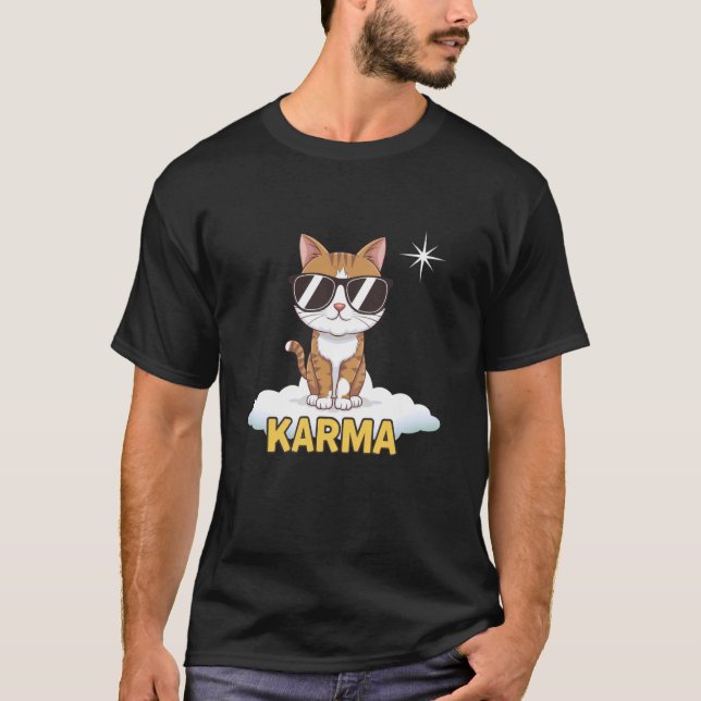 T-shirt Chat Karma Drôle Vibes Zen Cool Rétro Drôle Couche (Devant)