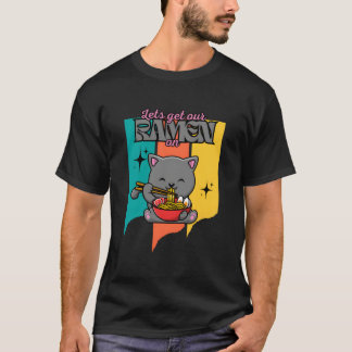 T-shirt Chat Kawaii mangeant de la nourriture japonaise Al