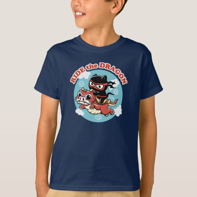T-shirt Chat Kawaii Ninja | Ride Le Dragon (Devant)