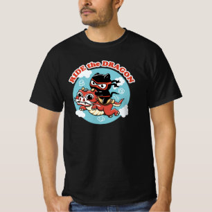 T-shirt Chat Kawaii Ninja   Ride Le Dragon