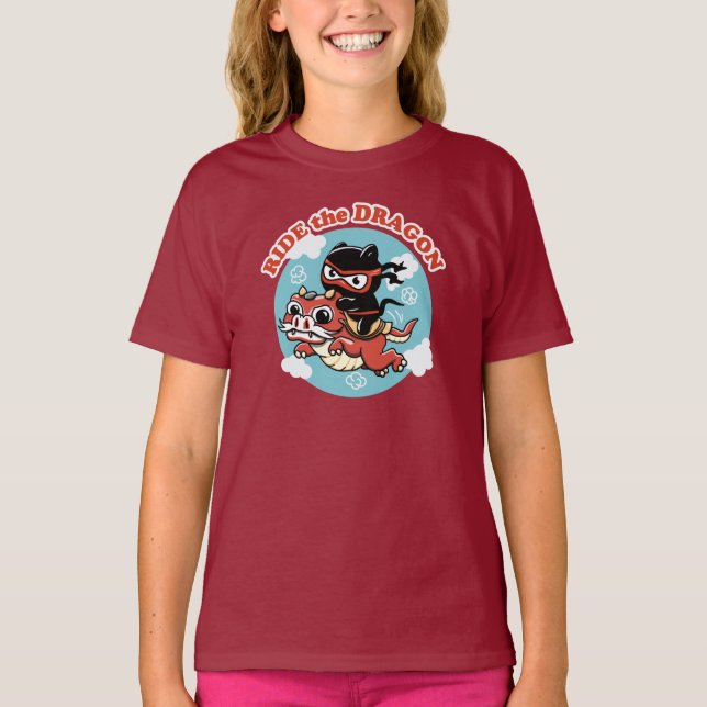 T-shirt Chat Kawaii Ninja | Ride Le Dragon (Devant)