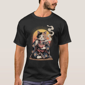 T-shirt Chat Kimono au Ramen – Inspiré du Japonais