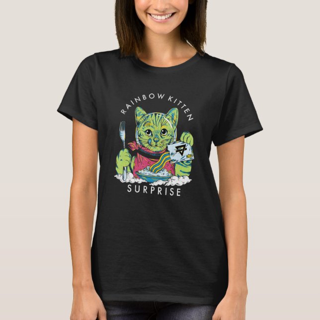 T-shirt Chat Kit de Surprise de Chatons Arc-en-ciel Mignon (Devant)