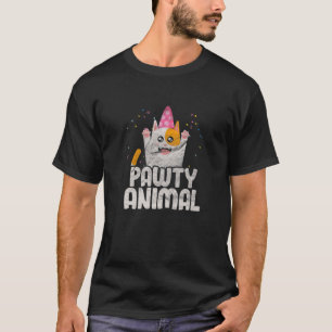 T-shirt Chat Kitten Animaux Animaux Amusants Pawty Anniver