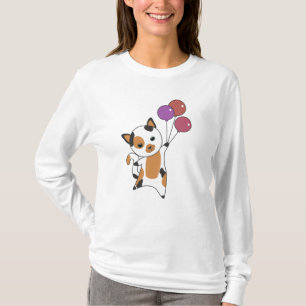 T-shirt Chat Kitten Ballons Animaux doux Tricolor
