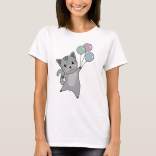 T-shirt Chat Kitten Ballons mignons Animaux Enfants