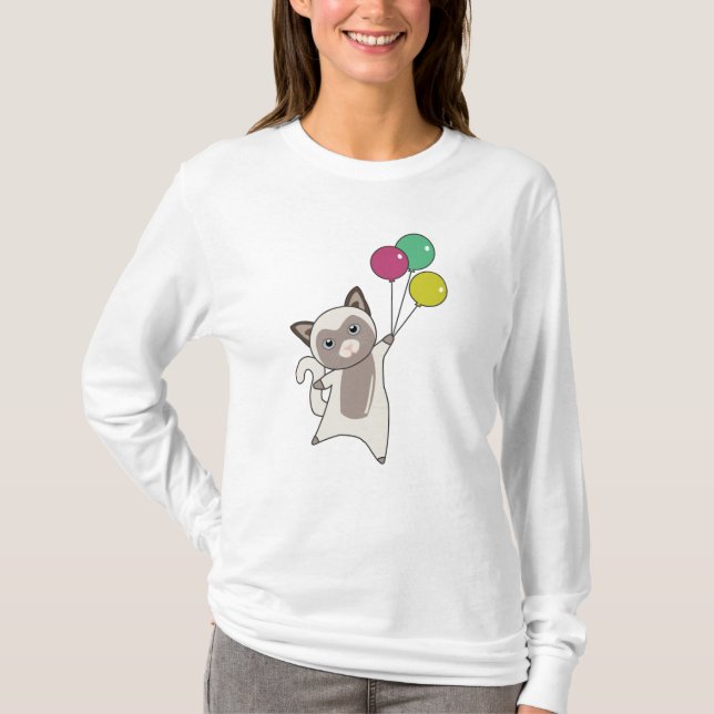 T-shirt Chat Kitten Ballons mignons Animaux Enfants (Devant)
