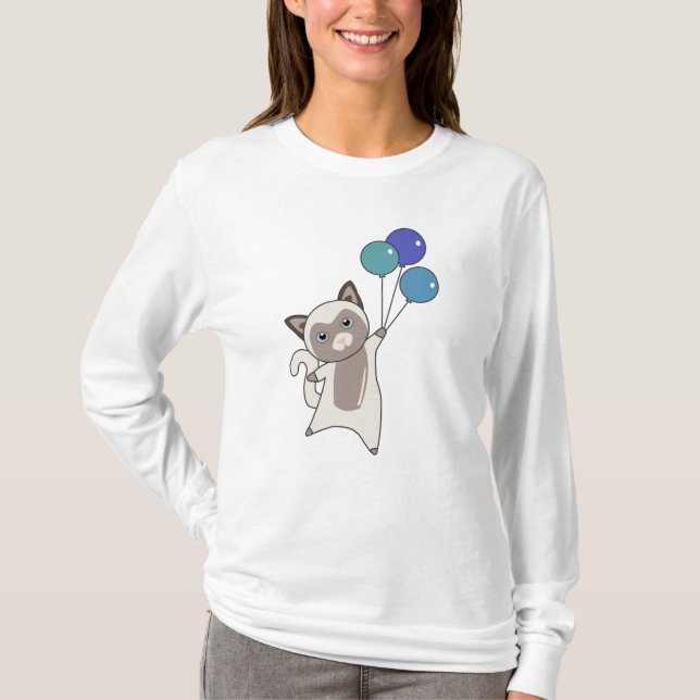 T-shirt Chat Kitten Ballons mignons Animaux Gris Chats (Devant)