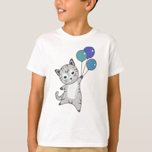 T-shirt Chat Kitten Ballons mignons Animaux Gris Chats