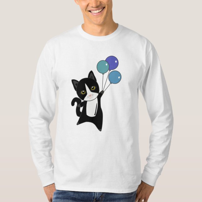 T-shirt Chat Kitten Ballons mignons Animaux noirs Chats (Devant)