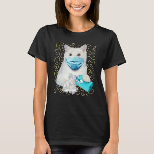 T-shirt Chat Kitten Cette Fois Portant Du Masque Et Laver