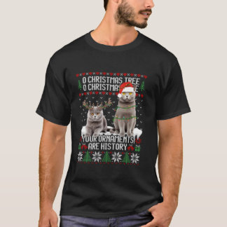 T-shirt Chat Kitten Feux d'arbre de Noël Propriétaire de c