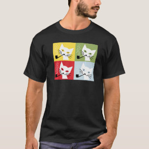 T-shirt Chat Kitten Fumer Tuyau Retro Art Vintage