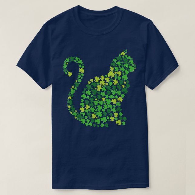 T-shirt Chat Kitten Lucky Shamrock Clover Jour de la Saint (Design devant)