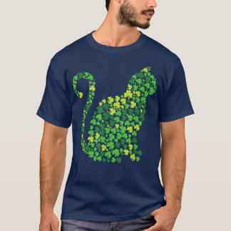 T-shirt Chat Kitten Lucky Shamrock Clover Jour de la Saint