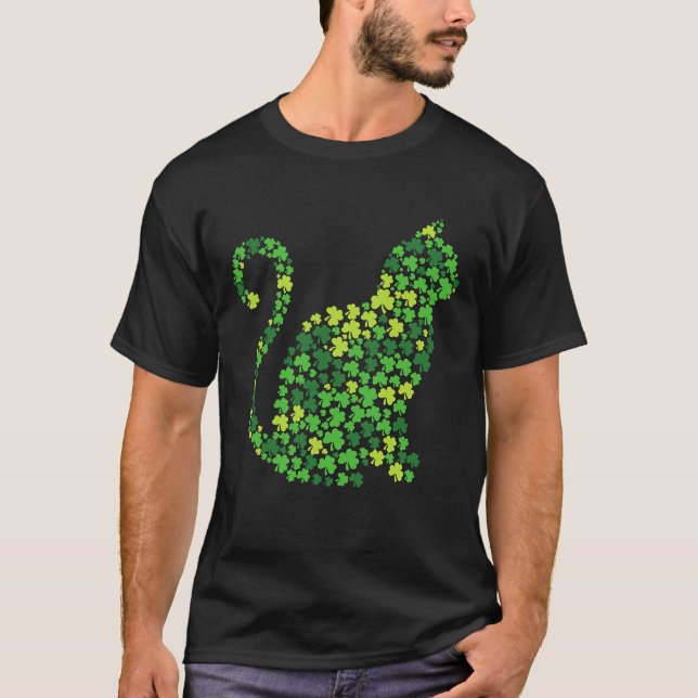 T-shirt Chat Kitten Lucky Shamrock Jour de la Saint Patric (Devant)