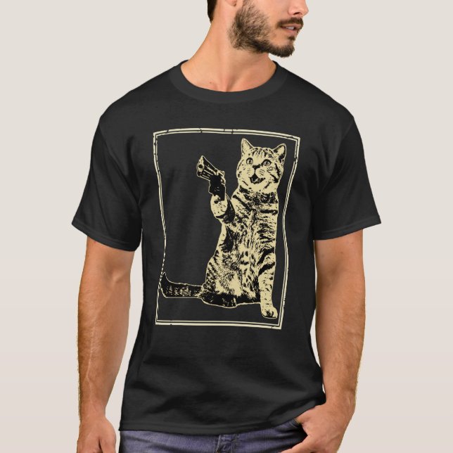 T-shirt Chat Kitty à fusil (Devant)
