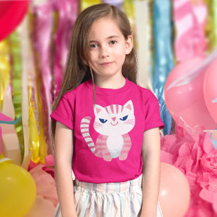 T-shirt Chat Kitty à rayures roses