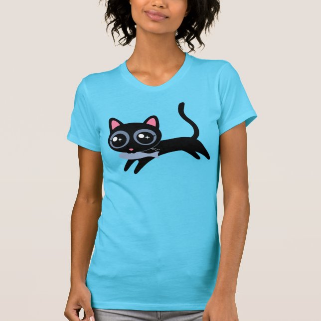 T-shirt Chat Kitty avec Poisson Cadeau Mignon pour Fille (Devant)