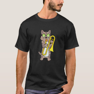 T-shirt Chat Kitty Chou Jouant Du Trombone Et Portant Des