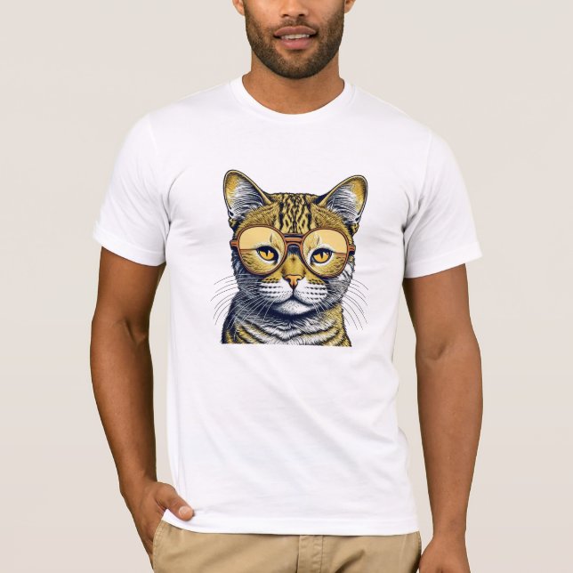 T-shirt Chat Kitty cool avec lunettes (Devant)