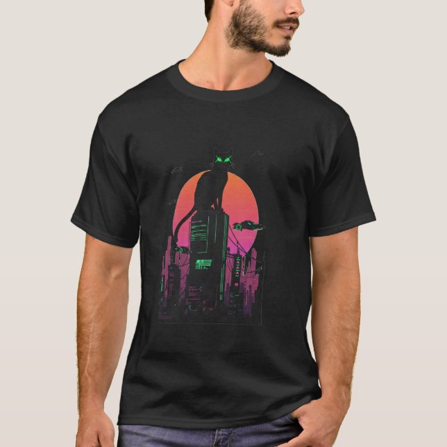 T-shirt Chat Kitty Cyberpunk (Devant)